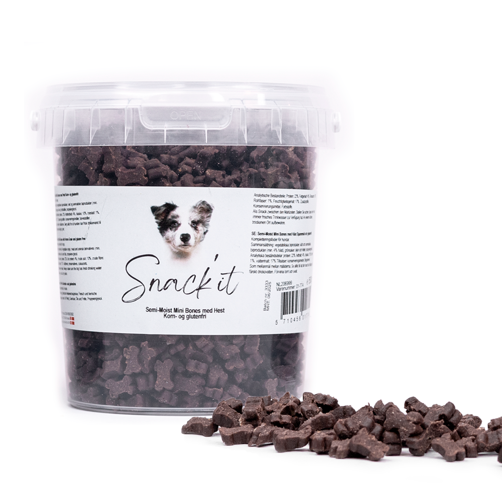 Snack'it | Semi-Moist Mini Bones m. Hest | 500 g