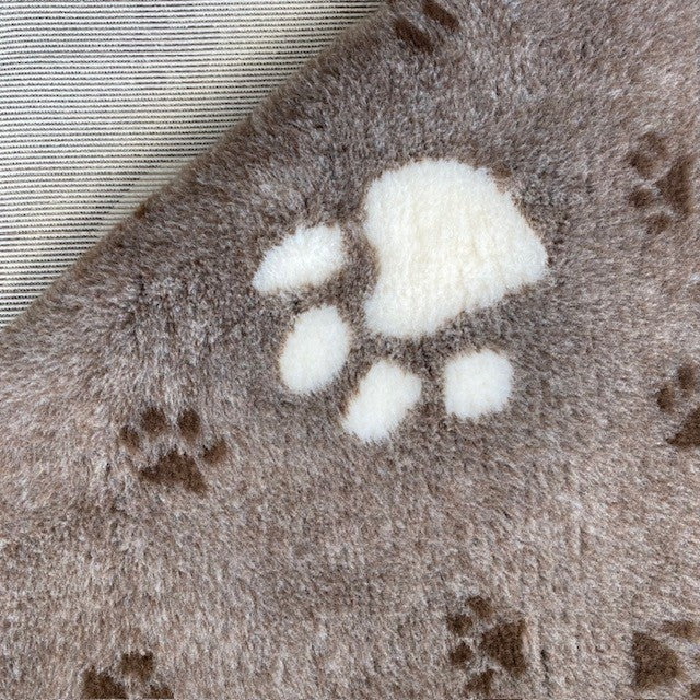 Vetbed | Beige m. Hvid Pote (stor) | Skridsikker