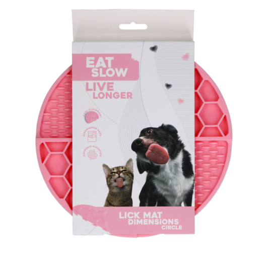 Eat Slow - Live Longer | Lick Mat | Dimensions Circle