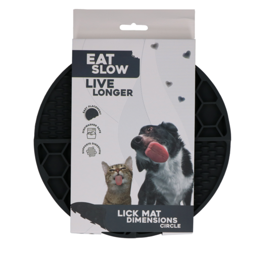 Eat Slow - Live Longer | Lick Mat | Dimensions Circle