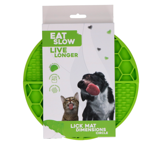 Eat Slow - Live Longer | Lick Mat | Dimensions Circle