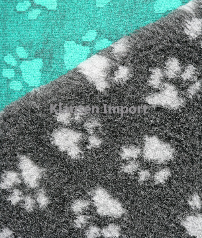 Vetbed | Koksgrå m. Lysegrå poter (små) | Grøn Bagside