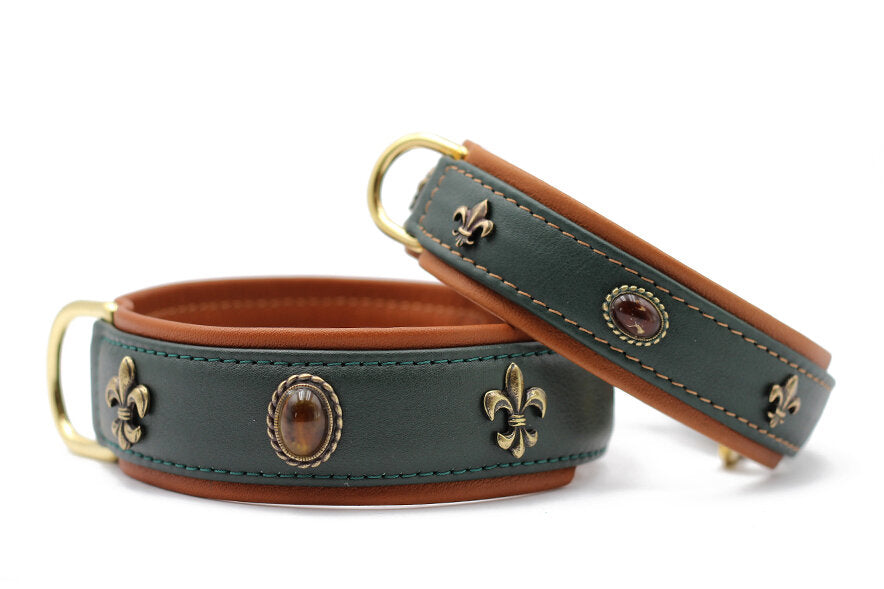 Maul | Læderhalsbånd Lord And Lady| Grøn & Cognac