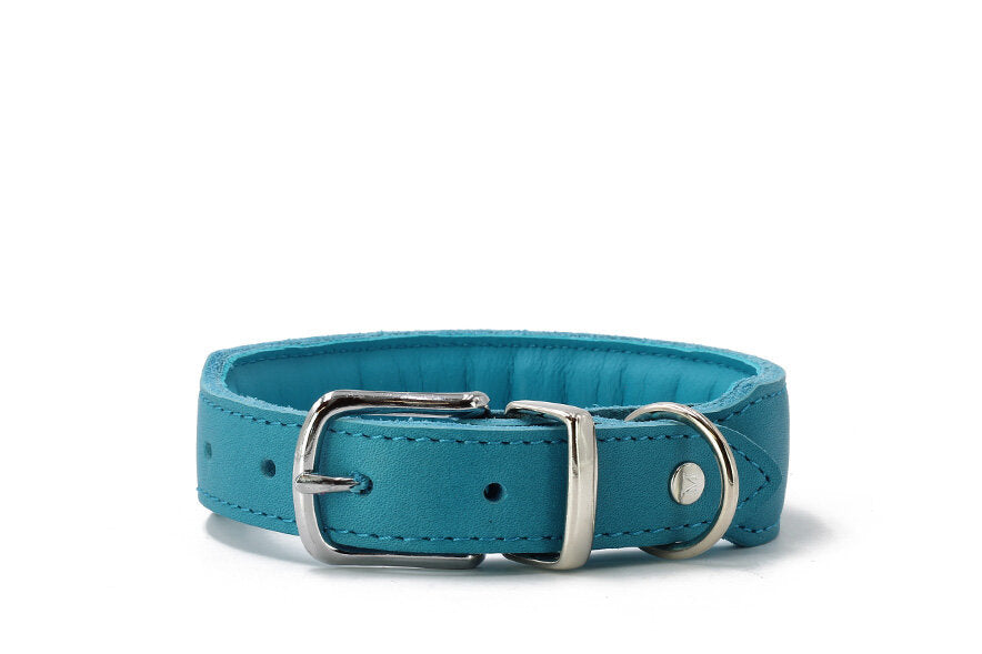 Maul | Læderhalsbånd Mono Pop polstret | petroleum