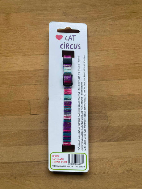 Halsbånd til kat | Hvid med striber af glimmer