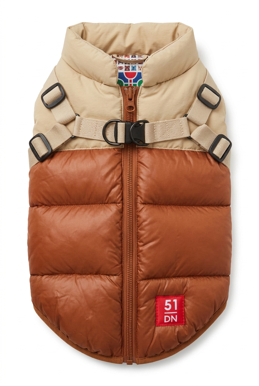 51 Degrees North National Harness Coat Camel på hvid baggrund